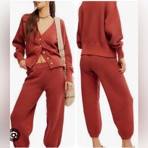 Free People Hailee Cardi waffle knit set large